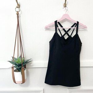 Alo Black Strappy Back Fitted Tank Size L